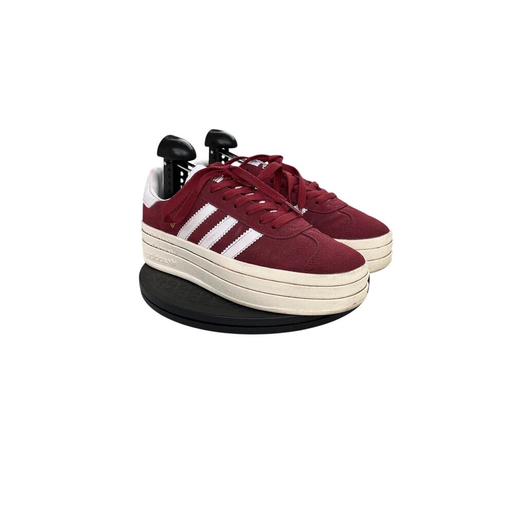 Womens adidas Gazelle Bold Shadow Red Platform Sneakers Size 7.5 Burgundy White - Picture 3 of 6